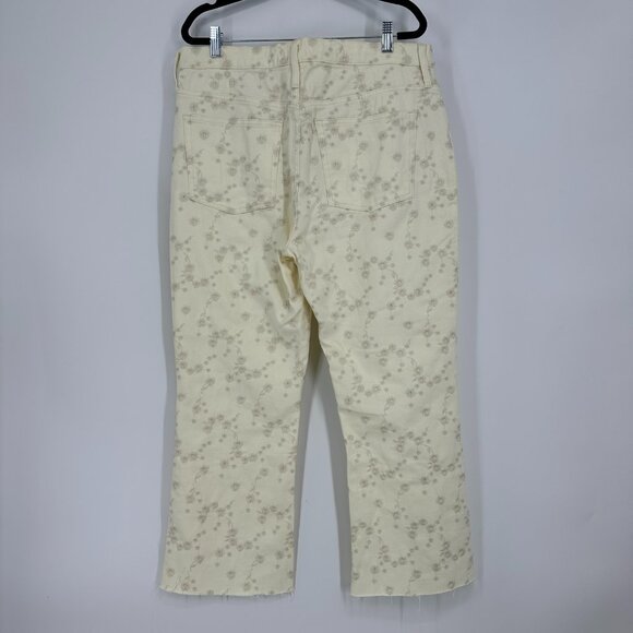 J Crew Eyelet Billie Demi Boot Crop Jeans 31 Floral High Rise Womens Cream AL874 - Picture 5 of 14